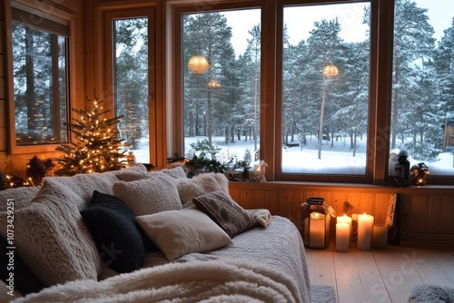 Cozy Cabin Interior with a ...
