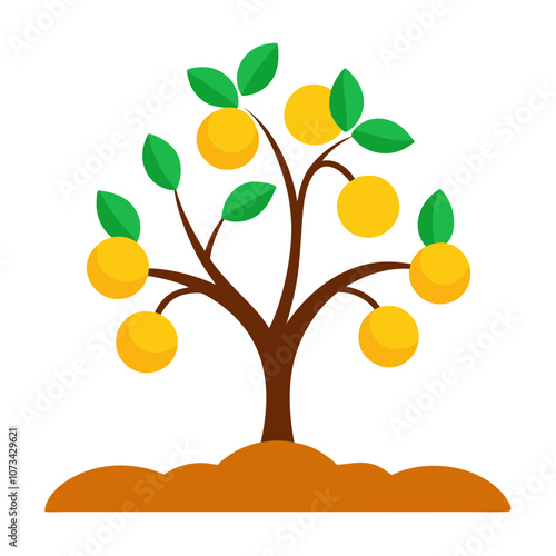 Apricot Tree Illustration in Color.