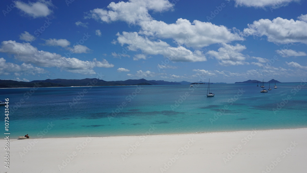 Stunning beaches of the Whitsundays Chalkies Beach Australia beautiful day Stunning beaches of the Whitsundays Chalkies Beach Australia beautiful day