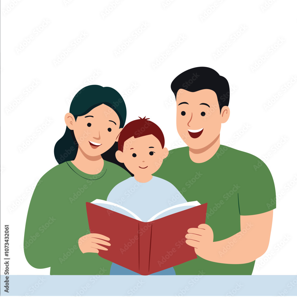 man and family reading book togethers.eps man and family reading book togethers.eps