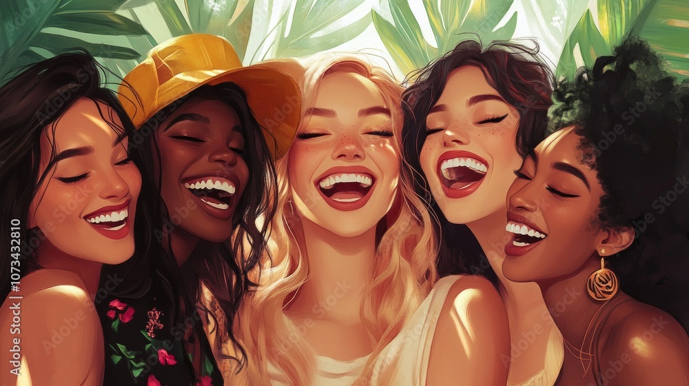 a group of beautiful woman from many different countries laughing, AI Generative