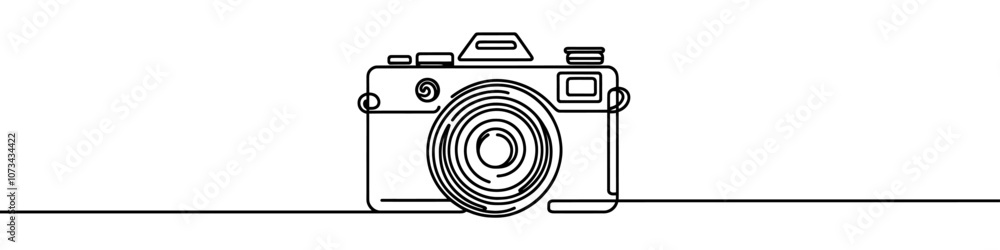 One continuous line illustration of a camera, isolated on white background. Line art of camera One continuous line illustration of a camera, isolated on white background. Line art of camera