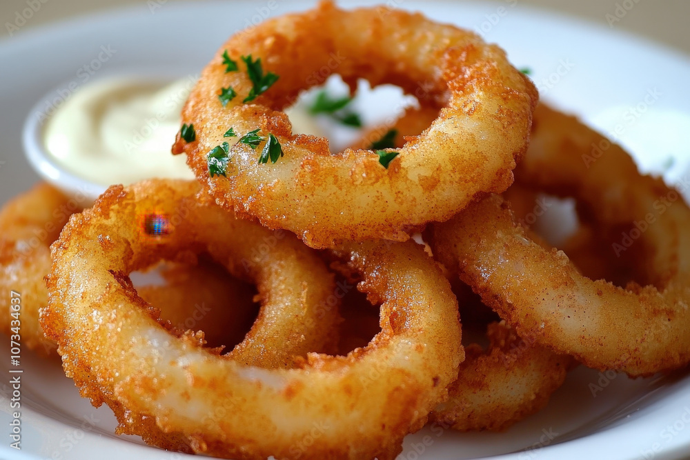 Golden Fried Onion Rings with Dipping Sauce Golden Fried Onion Rings with Dipping Sauce