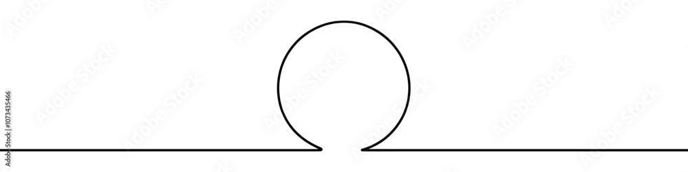 One continuous line illustration of a round frame, isolated on white background. Line art of round frame