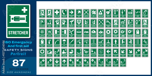 87 set iso emergency and first aid safety signs v13_stretcher_portrait size a4/a3/a2/a1