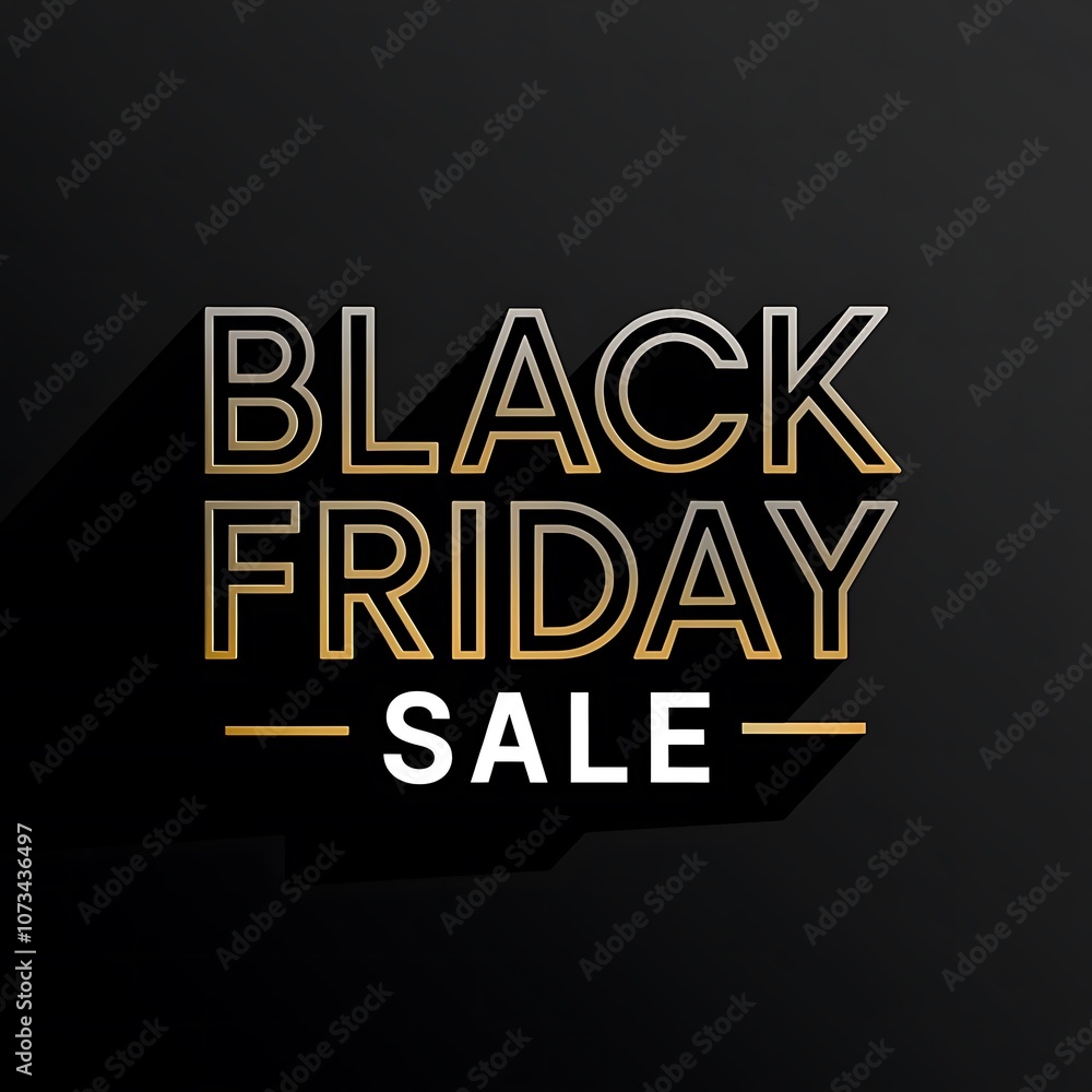 Abstract Black Friday Poster with Geometric Shapes, Metallic Accents, and Bold Typography on Minimalist Black Background Abstract Black Friday Poster with Geometric Shapes, Metallic Accents, and Bold Typography on Minimalist Black Background