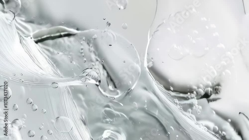 Abstract gel texture with air bubbles in clear liquid