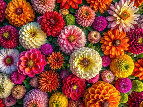 Fototapeta Naklejka Na Ścianę i Meble -  Blooming flowers from above; stunning floral vistas.