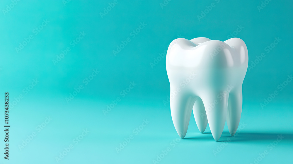 Dentistry concept. Model of a tooth on a blue background with space for text Dentistry concept. Model of a tooth on a blue background with space for text
