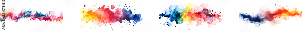Obraz premium Vibrant watercolor splash set for arts and crafts isolated on transparent background