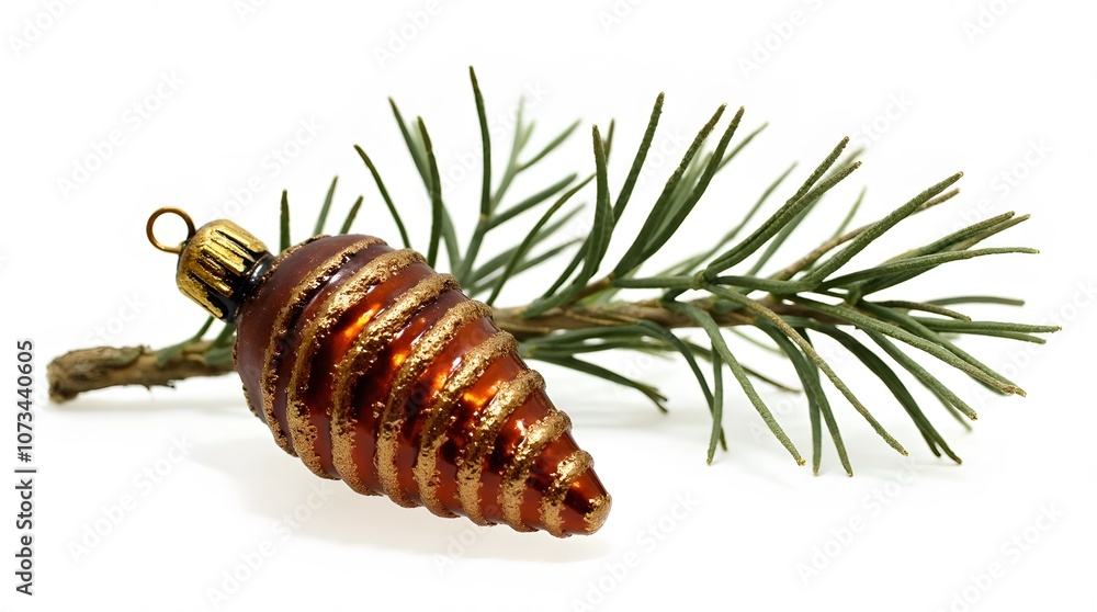 Gold Pine Cone Ornament Isolated on White Background Gold Pine Cone Ornament Isolated on White Background