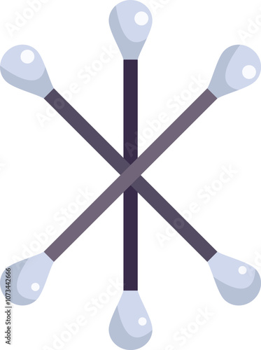 Five cotton buds arranged in a star shape on a white background, representing hygiene and personal care