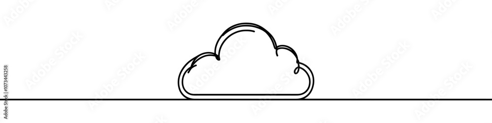 One continuous line illustration of a cloud, isolated on white background. Line art of cloud One continuous line illustration of a cloud, isolated on white background. Line art of cloud