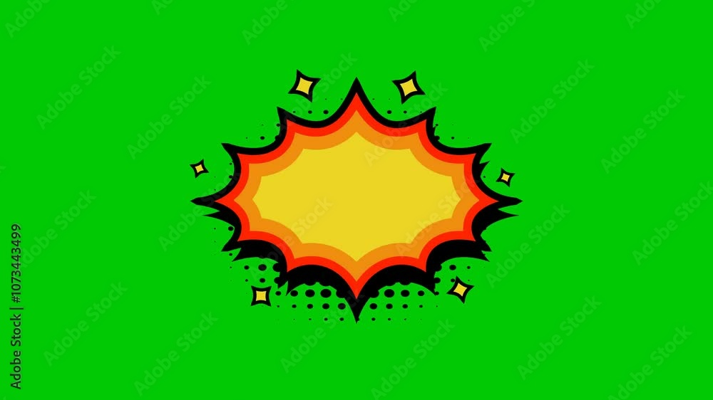 Empty comic explosion animation with green screen Empty comic explosion animation with green screen