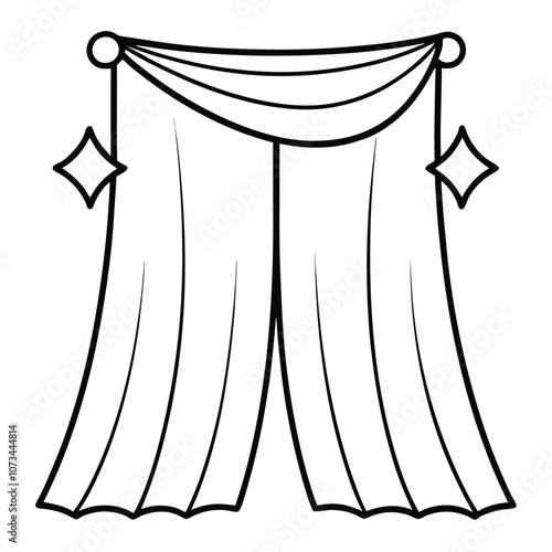 Hand-drawn Shimmering Curtain vector isolated on white background. Vector illustration