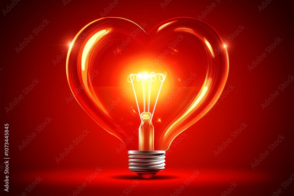 Heart-Shaped Light Bulb, Symbol of Love and Passion Heart-Shaped Light Bulb, Symbol of Love and Passion