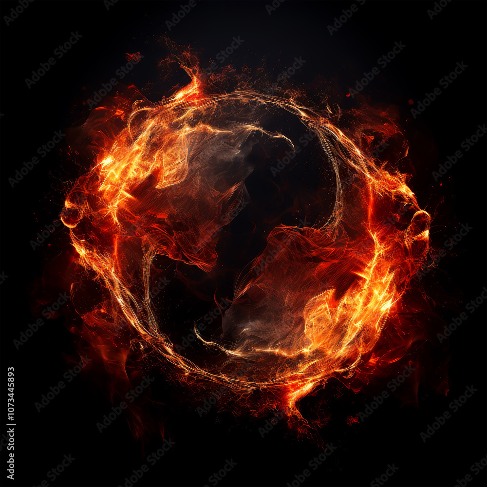 Fototapeta premium circle fire on dark background