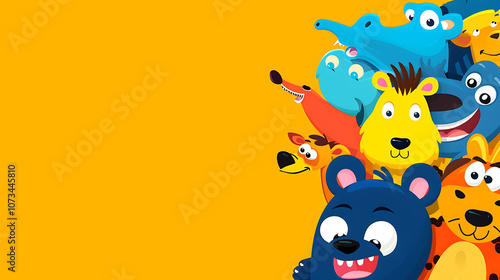 playful comic animal characters background