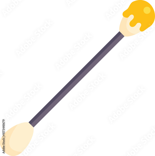 Cotton swab dipped in honey, showing the concept of natural medicine or beauty treatment
