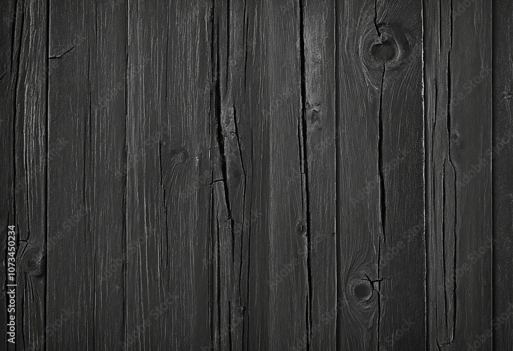 Naklejka premium Weathered Grey and Black Textured Wooden Wall with Cracked Paint