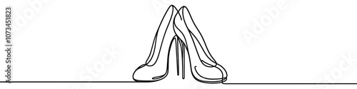 Minimalist continuous line drawing of elegant high heels, symbolizing fashion, style, and femininity