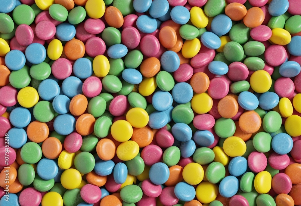Vibrant Assortment of Smarties Candies on Lively Green Surface Vibrant Assortment of Smarties Candies on Lively Green Surface