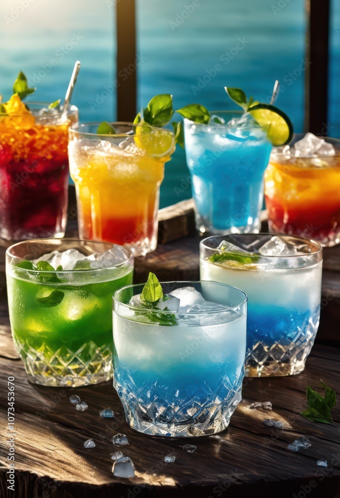 refreshing frosted beverages topped ice cubes glimmering under natural showcasing condensation droplets creating inviting appearance, drink, glass refreshing frosted beverages topped ice cubes glimmering under natural showcasing condensation droplets creating inviting appearance, drink, glass