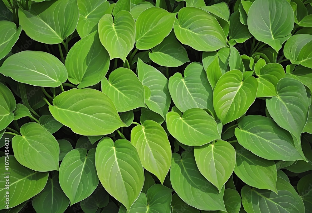 Vibrant Hosta Foliage Bathed in Summer Sunlight and Shadows Vibrant Hosta Foliage Bathed in Summer Sunlight and Shadows