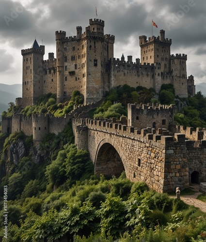 
Large ancient castle on a hill