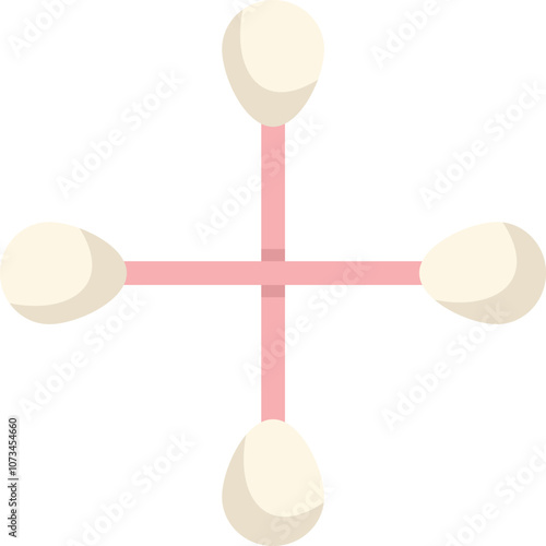 This minimalist image features four cotton swabs arranged in a cross shape, evoking feelings of cleanliness and hygiene