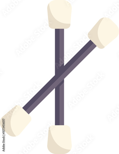 Two cotton swabs crossing with soft tips for ear cleaning and makeup removal
