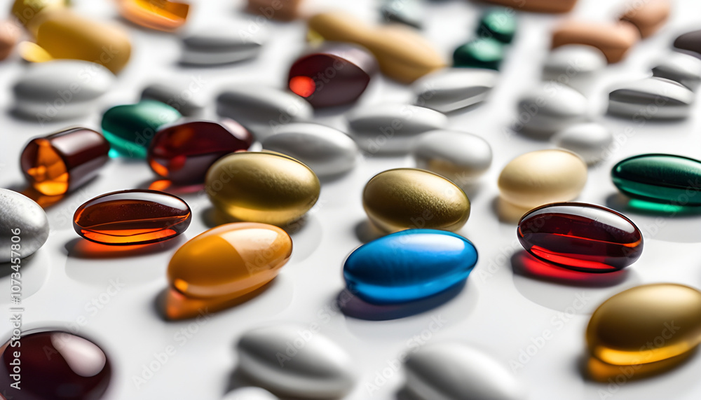 A pack of herbal supplements with capsules spilling out onto a clean white surface A pack of herbal supplements with capsules spilling out onto a clean white surface