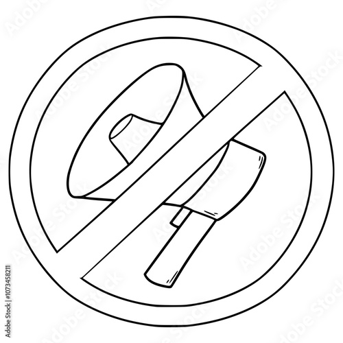 don't be noisy sign illustration hand drawn outline vector