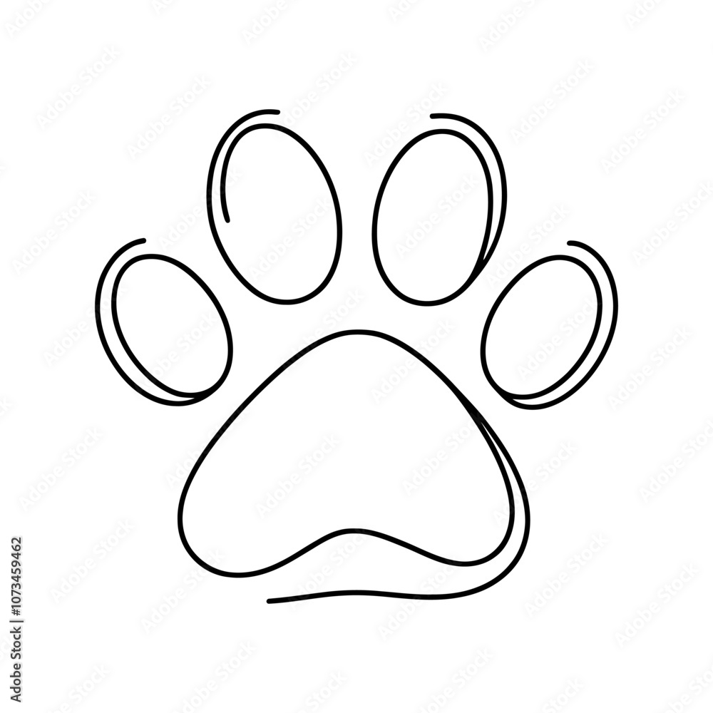 Simple and elegant, continuous line drawing representing a paw print, perfect for animal lovers and minimalist design enthusiasts Simple and elegant, continuous line drawing representing a paw print, perfect for animal lovers and minimalist design enthusiasts