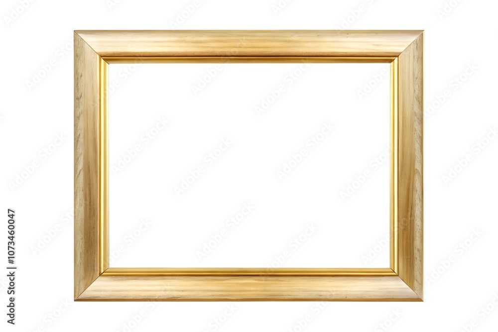 Gold picture frame on white background, line frame Gold picture frame on white background, line frame