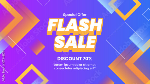 Vibrant Flash Sale Banner With Special 70 percent Discount Offer. Perfect for highlighting limited-time offers in retail and e-commerce settings