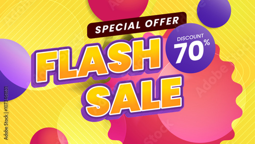 Vibrant Flash Sale Background Advertisement With 70 percent Discount Offer