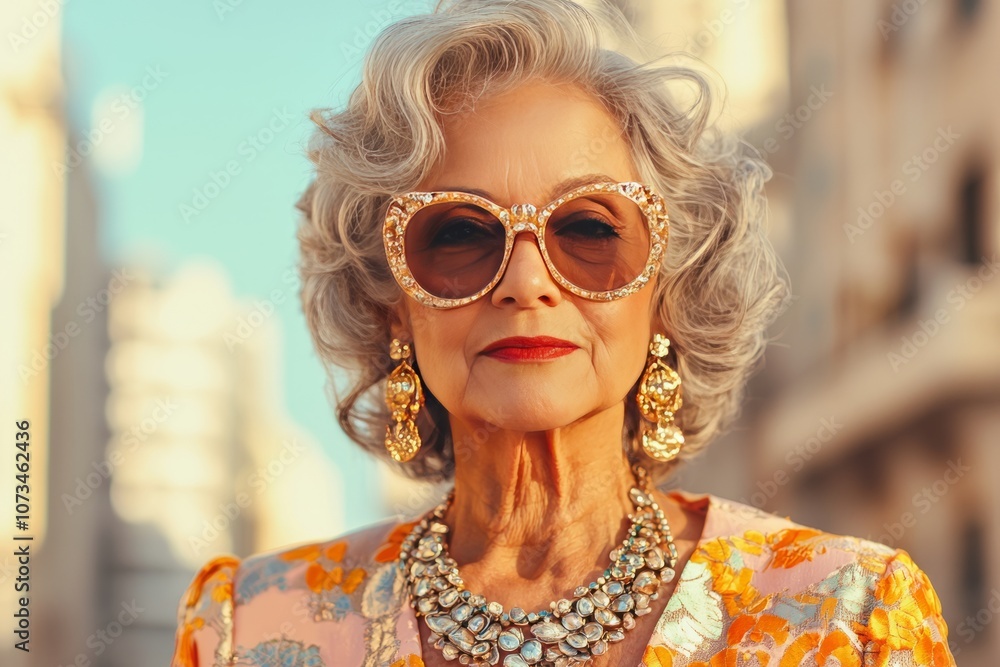 Elegant senior woman in stylish sunglasses Elegant senior woman in stylish sunglasses