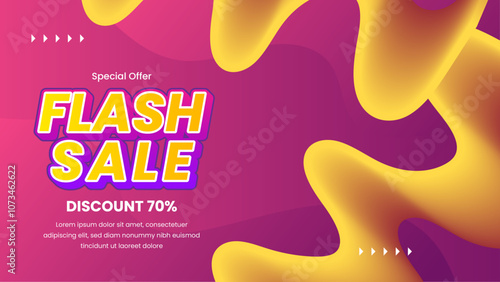 Colorful Flash Sale Banner With 70 percent Discount Offer. Eye-catching colors and bold typography make it ideal for marketing campaigns and advertising promotions