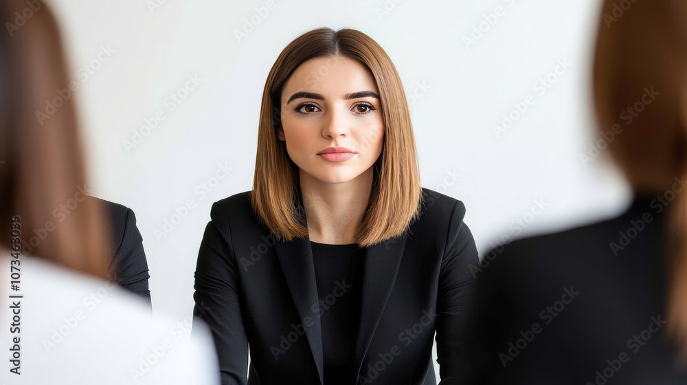Professional woman engages in business meeting to share innovative ideas and solutions Professional woman engages in business meeting to share innovative ideas and solutions