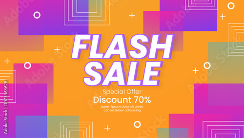 Colorful Flash Sale Banner With 70 percent Discount Offer. Eye-catching colors and bold typography make it ideal for marketing campaigns and advertising promotions