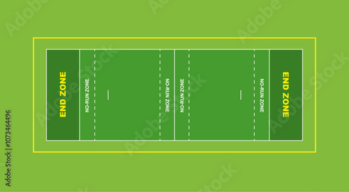 vector illustration of flag football field top view for playbook training 