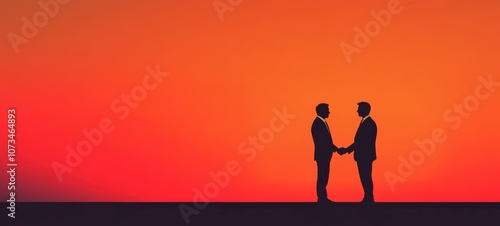 two businesspeople shaking hands, symbolizing a successful partnership or deal closure, with a clean, professional background photo