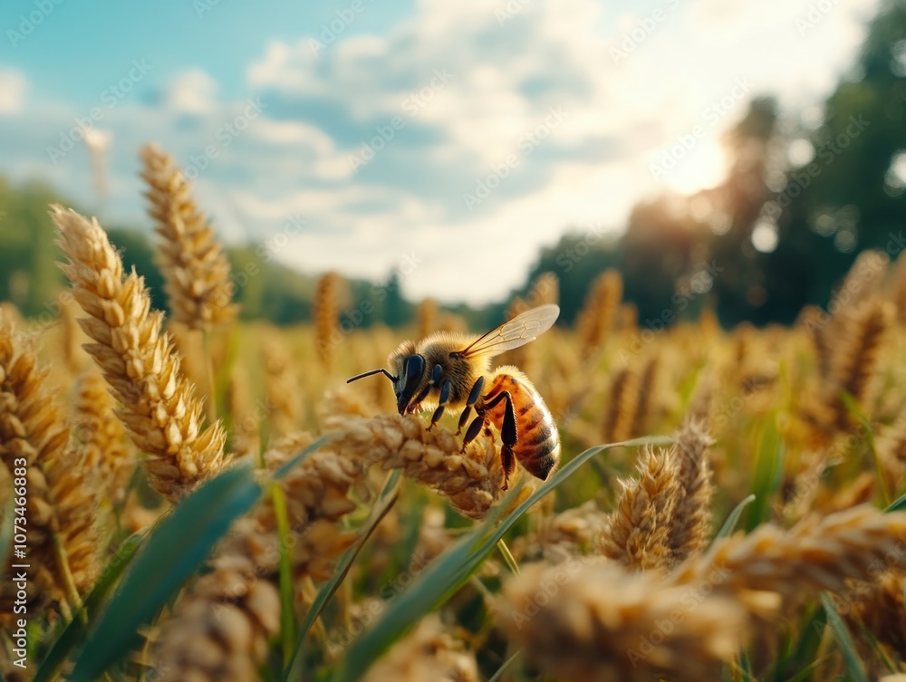 Beekeeper Harvesting Golden Honey in a Wild Meadow, Close Up of Raw Texture and Pure Honey Harvest, Beekeeping in Nature