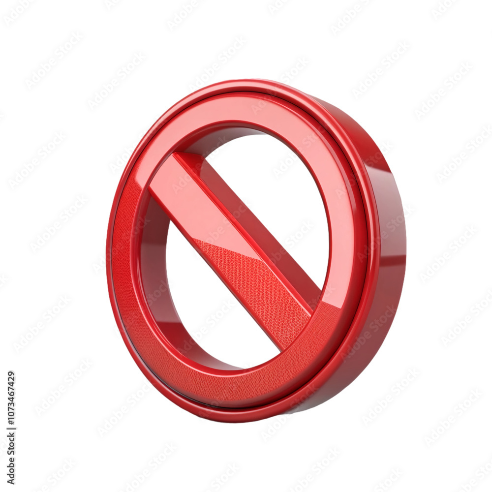 3D Red Prohibition Sign 'No Entry' Isolated on Transparent Background 3D Red Prohibition Sign 'No Entry' Isolated on Transparent Background