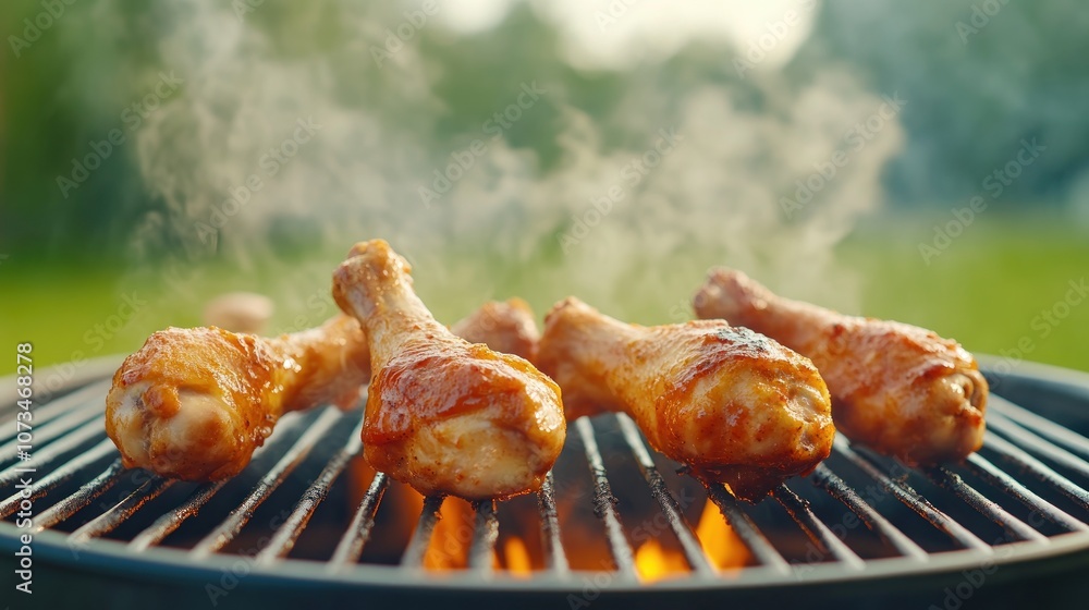 Delicious Grilled Chicken with Crispy Skin and Smoky Flavor, Perfect for a Summer BBQ Enjoy the Authentic Taste of Charcoal-Grilled Chicken, with Distinct Grill Marks and a Rich, Smoky Aroma This