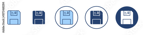 Floppy disk icon Thin line art isolated