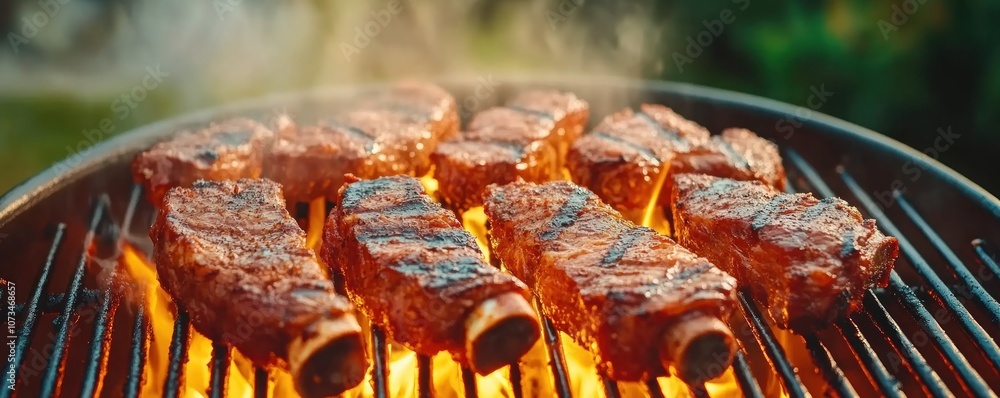 Delicious Smoked Ribs on a Charcoal Grill Charred, Crispy, and Full of Flavor These Ribs are Tender, Juicy, and Perfect for Any Barbecue Get Your Grill On and Enjoy