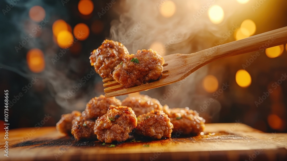 Deliciously Sizzling Sausage A Culinary Masterpiece with a Smoky BBQ Flair Enjoy the Flavorful Aroma and Mouthwatering Texture The Perfect Dish for a Summer BBQ Party Crispy, Golden Brown Sausage
