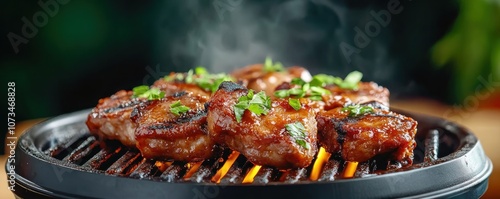 Obraz na płótnie Discover the Art of Barbecue Ribs with Smoky, Crispy Edges Elevate Grill Flavor with Barbecue Charcoal and Crispy Perfection, Unleash Juicy, Tender BBQ Delights and Unforgettable Flavor w salonie